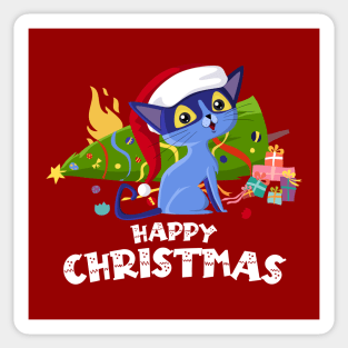 Naughty Christmas Cat (on dark colors) Sticker